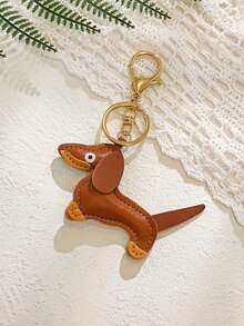 1个可爱卡通腊肠犬皮革钥匙扣，可作包包挂饰、汽车配件、万圣节饰品、教师节礼物、圣诞节礼物、挂绳（带证件夹）、汽车饰品、包包挂饰、汽车饰品、朋友或姐妹礼物 - 彩色 - 查看 8