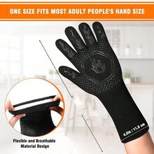 1pc Heat Resistant Oven Gloves - Heatproof, Cut-Resistant, Non-Slip, Men's Silicone BBQ Gloves - Kitchen Cooking Gloves, Suitable For Smoking, Grilling, Baking, Outdoor Camping, Picnic, Cookware Grill Accessories
