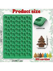 1 pieza, Molde de silicona con forma de árbol de Navidad, color verde, para hornear chocolate, caramelos, cubitos de hielo, postres caseros, para Navidad, fiestas festivas, hornear en casa. - Multicolor - Ver 2