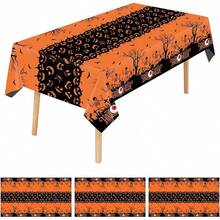10pcs Manteles Desechables para Mesa Redondos,84 Pulgadas,Mantel para Mesa de Banquetes, Eventos y hogar,Tablón,Mantel de PEVA, Impermeable, Resistente al Desgaste (Negro, 213cm Redondo) - Halloween 2 - Ver 13