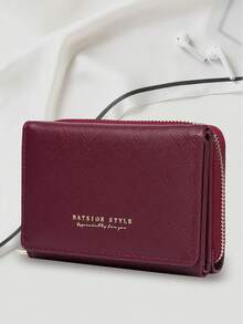 BATSIOE Toothpick Texture Fashion Letter Print Women's Wallet Exquisite Compact Multi-Card Slots Luxury Short Wallet Classic Zipper Design Coin Purse Card Holder Small Square Bag For Women Wallet Mini Wallet Purse Wallet Small Wallet Cute Wallet