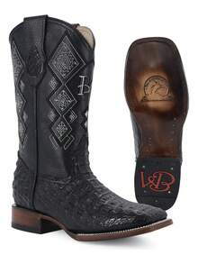 Bota Vaquera Para Caballero Piel Cocodrilo Genuino Alta Calidad Diseño Clásico Confortable Ajuste Perfecto Para Montar Resistente Al Desgaste Suela Antideslizante Ideal Para Uso Diario Ocasiones Especiales Estilo Vaquero Auténtico - Óxido marrón - Ver 2