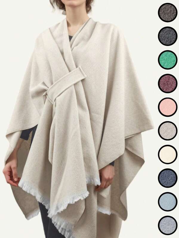 1 Stück Unisex Poncho Schal für Winter Herbst im Dark Town Design, modische einzigartige Reisejacke, lässig gestalteter umkehrbarer Fake-Kaschmir Schal, weich und warm, ideal für den täglichen Gebrauch, Pendeln, Ausflüge und Hochzeiten