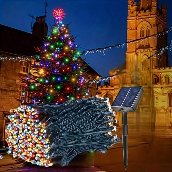 أضواء سلسلة عيد الميلاد المقاومة للماء بالطاقة الشمسية - 8 أوضاع وميض، أضواء جنية متعددة الألوان لشجرة وديكور الحفلات، مثالية للأعياد والهدايا