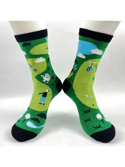 مجموعة من زوج كلاسيكي من جوارب الغولف ذات الرقبة العالية باللون الأخضر للرجال مع عبارة "أفضل أن أكون لاعب غولف". جوارب قطنية مريحة وقابلة للتنفس وماصة للرطوبة للرجال، هدية مثالية للعائلة، جوارب عيد الميلاد مقاومة للعرق، شتاء، صالة الألعاب الرياضية