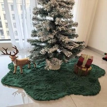 1 Sunflower Green Snowflake Christmas Tree Skirt Luxurious Rabbit Fur Christmas Tree Skirt Christmas Day Decoration Party Indoor And Outdoor Decorations Home Market Decoration Christmas Decorations Home Christmas Gifts Christmas Decor