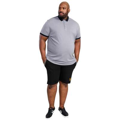 Rocket Dog Mens D555 Prinstead Pique Ribbed Collar Kingsize Polo Shirt (Grey/Black) - 100% Cotton - (DC520)