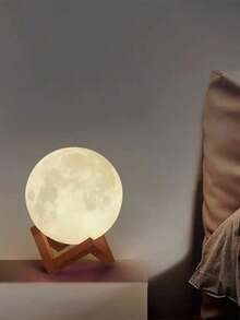 1pc 3D Lunar Bedlight, LED Lunar Children's Night Light, Battery Powered, 3D Printed With Bracket Lunar Light, Bedroom Bedlight, Suitable For Indoor, Bedroom, Living Room, Room, Office - Multicolor - View 4