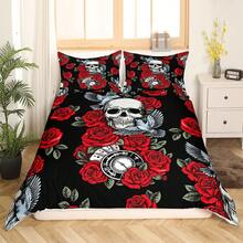 Halloween Duvet Cover Sets Bedding Set Single Size - 135x200cm Halloween  Skull Super Soft Luxury Anti Allergic Duvet Set, Easy Care And Breathable Microfiber Covers With 2 Pillowcase