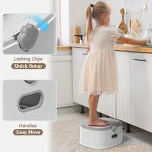 3-In-1 Toddler Potty Training Toilet Seat, Adjustable, Foldable Potty Chair Adapter With Ergonomic Design And Space-Saving Structure For Kids, Boys And Girls - 灰色 - 查看 7