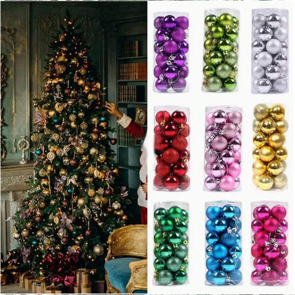 6cm Festive Christmas Ornaments: Hanging Plastic Balls For Your Tree - No Feathers, No Electricity Required(Due To Manual Craftsmanship, Product Accessories May Have Slight Color Changes, And May Have Slight Paint Loss During Transportation, But It Will Not Affect The Appearance And Use)