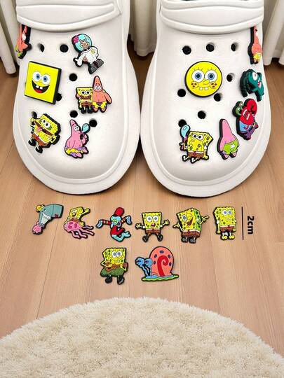  5/10/20pcs SpongeBob Theme Birthday Party Decorations, Hollow Out Clogs Charms, Hollow Out Clogs , Hollow Out Clogs Accessories, Soft Rubber Shoe Decorations, Including Patrick Star, Gary The Snail, Sheldon J. Plankton, Sandy Cheeks, Suitable For Birthday, Holiday Gifts, Gift Bag Fillers, And Christmas Stocking Stuffers