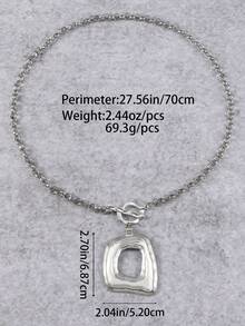 1PC Retro Simple Elegant Luxury Bohemian Matte Gold Asymmetric Geometric Hollow Square Pendant Necklace With Metal Chain, Perfect For Women's Daily Wear And Beach Styling Halloween Christmas Mother's Day Gift