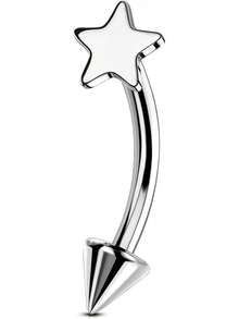 Solid Titanium Eyebrow Rings And Heart Labret Jewelry, 16G - 銀星 - 查看 1