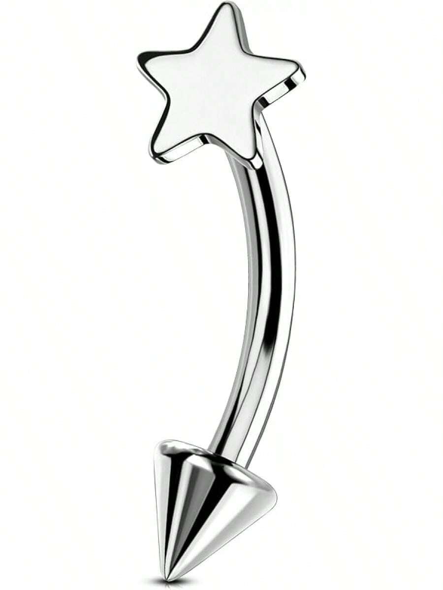Solid Titanium Eyebrow Rings And Heart Labret Jewelry, 16G - 銀星 - 查看 1