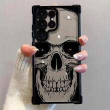 Funda de teléfono con estampado de calavera, estilo elegante, con airbag en las cuatro esquinas y acabado electrolítico, adecuada para Samsung GALAXY S25 ULTRA, S24 Plus, S23 Fe, compatible con los modelos 17 AIR, 16 Promax, 15 Pro Max, 14 y 13, cubierta protectora negra para hombres y mujeres como regalo. - Negro - Ver 2