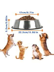 2-Pack Stainless Steel Dog Bowls, Dog Food Bowls, Dog Water Bowls For Medium And Large Dogs, Non-Slip, Stackable Pet Bowls, Dog Feeding Bowls - 銀色 - 查看 4
