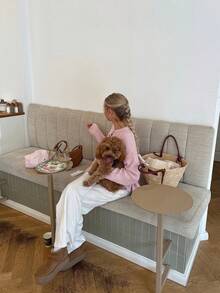 SOOKAUG Gemütlicher, süßer, jugendlicher rosa Strickjacken-Cardigan für Frauen, locker sitzende, vielseitige, weiche Strickoberteil, Herbst/Winter