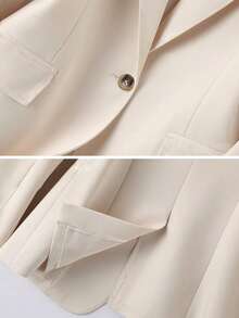 Women's Casual Business Single-Breasted Long Sleeve Blazer, Spring/Autumn - Beige - View 5