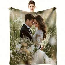 Customized Blankets & Flannel Personalized Photo And Text/Name Blankets,   Personalized Soft And Comfortable Blankets, Customized Special Photo And Text/Name As Birthday Gifts, Family, Wedding, Souvenir Customized Blankets, Blankets Suitable For All Seasons, Washable, Machine Washable, Lightweight, Breathable, Comfortable, Warm, Comfortable Customization, Unique, 280gsm For Him, Her Personalized Ideal Gifts For Her, Him, Family, Boyfriend, Girlfriend, Father, Family, Mother, Lover,  Daughter,   Son,  Grandfather,    Grandmother, Friend, Classmate, Pet.  Perfect Nap, Camping, Travel, Home, Daily Life, Office Decoration, Birthday, Anniversary, Valentine's Day, Thanksgiving, Christmas, Halloween, Mother's Day, Father's Day, Wedding, New Year Gifts,Sofa,Bed,Car,Bedroom,Living Room,Office,  Outdoor Camping, Beach,Wall Decoration - 彩色 - 查看 5