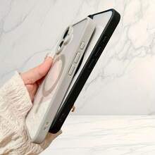 Compatible con Samsung Galaxy S25, S24, S23, S22 modelos de la serie, la moda de diseño de color sólido funda de teléfono magnético, compatible con iPhone17/iPhone17Pro/iPhone17Pro Max 16/15/14/13/12/11 Pro Max y otros modelos. - Rosa Pálido - Ver 3