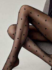 1pc Women's Sexy Heart Pattern Stockings