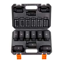 1/2" Drive Impact Socket Set, 9 Piece, Metric 29-38mm, 6 Point, Cr-Mo Alloy Steel For Auto Repair, Easy-To-Read Size Markings, Heavy Duty Construction, Includes Case. - 9 piezas - 查看 8