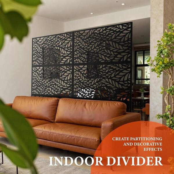 Schermo per la privacy in metallo 72" H x 47" W, schermi e pannelli per la privacy da esterno, recinzione decorativa indipendente per patio, prato, giardino, terrazza, balcone, divisorio per ambienti esterni con supporto