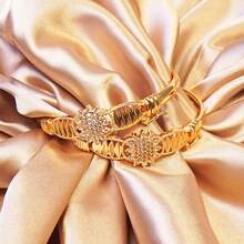 24 Karat vergoldetes Zirkonia-besetztes Sonnenblumen-Armband-Set im mittleren Osten Boho-Stil, hochwertige Kleidung passend, für Party und Alltag, hochwertige Geschenke