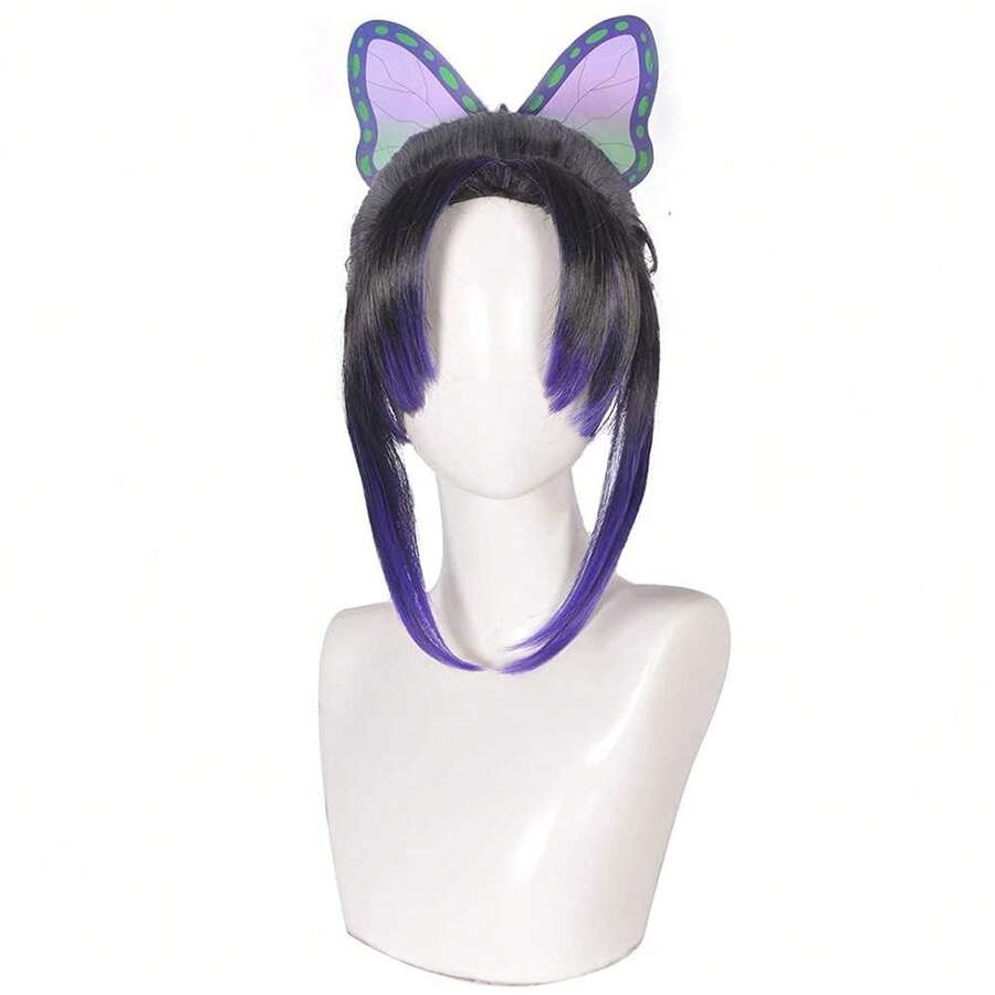 Anime Cosplay Wig, Long And Short Synthetic Hair, Suitable For Halloween Costume Parties, With Free Wig Cap - Màu tím ombre - Xem 1