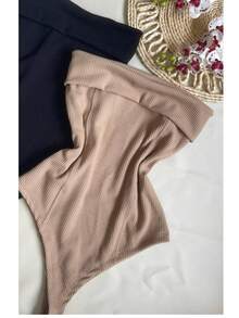 Kit Dois (2) Body Feminino Tomara que caia  Versátil Elegante Confortável Primavera Verão - Preto e Bege - Visão 2