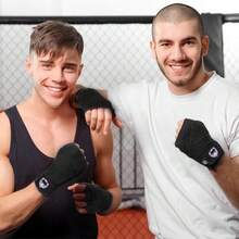 Vendas de boxeo, guardamanos de boxeo, vendas elásticas para manos, paquete de 2 vendas deportivas (5), vendas para artes marciales mixtas Guardamanos elásticos para protección de muñecas y nudillos - Negro - Ver 1