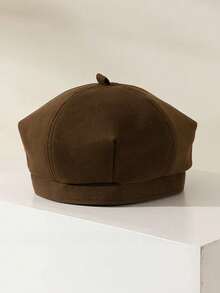 1 件儿童纯色复古贝雷帽，男女通用可爱时尚艺术家帽，适合春秋季幼儿女孩男孩户外日常使用 - 貝雷帽 - 查看 7