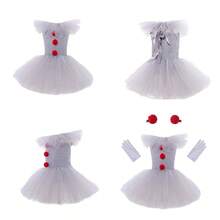 NetHong Pennywise Halloween Costume Girls Creepy Carnival Fancy Kids Dress Up