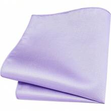 Solid Formal Tie And Pocket Square Plain Necktie Lapel Pin And Set For Men - F-Tím nhạt -2 - Xem 3