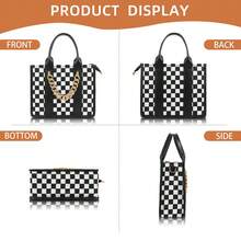 Damska torba typu tote o dużej pojemności w kratkę z regulowanym, odpinanym paskiem – beżowo-brązowa krata, złote okucia, zapięcie na zamek, nylon i torebka na co dzień, do pracy, w podróż, na zakupy – stylowa, swobodna torba typu crossbody w kolorze beżowym, brązowym i czarnym | Uniwersalna, duża pojemność, wytrzymały nylon i materiał poliuretanowy, elegancki wzór w kratkę, złote okucia, podszewka, idealna na imprezy i zajęcia na świeżym powietrzu