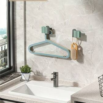 2 pièces Porte-crochet de cuisine en bois facile à installer - Acier inoxydable, rangement mural multifonctionnel pour la cuisine, la chambre, la salle de bain, crochets utilitaires