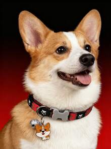 1pc Cartoon Print Adjustable Pet Collar, Cute Dog Pendant Necklace, Cat Collar, Dog Collar, Bone-Shaped Buckle, Pet Accessories - Multicolor - View 10