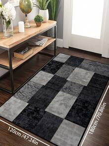 1pc Geometric Textured Pattern Rug, Black White Gray Printed Polyester Rectangular Easy Care Washable Area Carpet, Suitable For Living Room, Hallway, Bedside, Living Space, Bedroom, Office, Kitchen, Farmhouse Home Decor - Multicolor - View 23