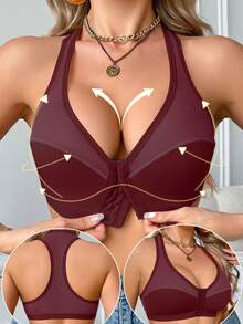 Morelect Reggiseno intimo da donna, per uso quotidiano, chiusura anteriore, con supporto e sollevamento, traspirante, confortevole, morbido