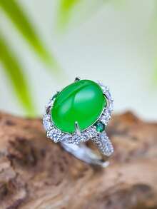 2025 新款天然玛瑙玉戒指，半透明玉髓镶嵌戒指，女士婚礼订婚珠宝戒指，学生和最好的朋友可调节 INS 风格戒指，礼物，经典凸圆形闪亮方晶锆石玫瑰金水晶戒指 - 戒指 - 查看 14