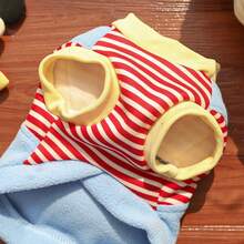 1 件涤纶羊毛宠物服装，条纹图案，温暖舒适的时尚猫/狗背心，适合秋冬季宠物