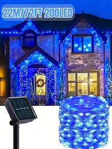 50/100/150/200/300 LED Solarne Dekoracyjne Lampki LED - 8 Trybów, IP65 Zewnętrzny Wodoodporny Sznur Świątecznych Lampek, Solarny Sznur Lampek LED z Miedzianym Drutem, Zewnętrzny Ogród, Dziedziniec, Choinka, Wesele, Kemping, Boże Narodzenie, Halloween, Zewnętrzny Sznur Lampek Solarnych (Ciepła Biel, Wielokolorowe, Białe, Czerwone, Różowe, Niebieskie)