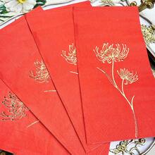 Guardanapos descartáveis com estampagem a quente vermelha de 15,74 x 13 polegadas, 100/60/20 unidades, padrão floral, usados para celebrações tradicionais de feriados, festas de aniversário, banquetes de casamento, festas de noivado, ocasiões sociais de negócios, uso diário em hotéis e indústrias de catering, etc.