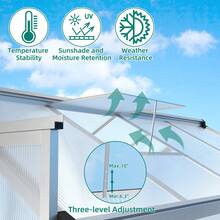 8x12FT Greenhouse For Outdoors,Aluminum Greenhouse With Quick Setup Structure And Roof Vent,Polycarbonate Greenhouses Heavy Duty,Large Walk-In Greenhouse For Winter Garden,Backyard,Patio,Lawn(Ship In 2 Boxes) - Silver - View 4
