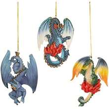 Design Toscano Three Dragons of Talbooth Castle - Estatua de Adorno navideño a Todo Color, Juego de 3(Dragones de Talbooth) - Tipo 1 - Ver 8