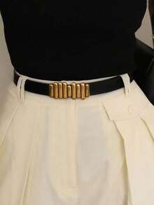 1 Stück schwarzer klassischer, Basic, eleganter, retro-lässiger Damengürtel, Herbst-/Wintermode-Accessoire, geeignet für lässige Hosen, Jeans, Alltag, Arbeit, Dates, Partys