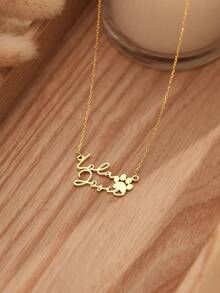 Personalized Double Letter English Necklace, Personalized Stainless Steel Necklace, Custom Letter Pendant Necklace, Minimalist Style Couples Necklace, Handmade, Birthday Gift, Christmas Gift, Valentine's Day Gift, For Girlfriend And Boyfriend - Multicolor 2 - View 6