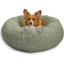 Best Friends By Sheri Original Calming Donut Dog And Cat Bed, Shag Faux Fur, Taupe, (23in X 23in) - Anxiety Relief For Pets Up To 25 Lbs - Gray Shag - View 13