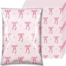 50 Pcs Large Plastic Courier Bags,Bolsas Para Emprendimiento,Measuring 14.5 X 19 Inches Shipping Bags, Double-Sided Printed With Various Colorful Patterns, Self-Adhesive Waterproof Bag Suitable For Spontaneous Express Delivery, Boutique Packaging, And Clothing Express Packaging - 粉蝴蝶結 - 查看 6
